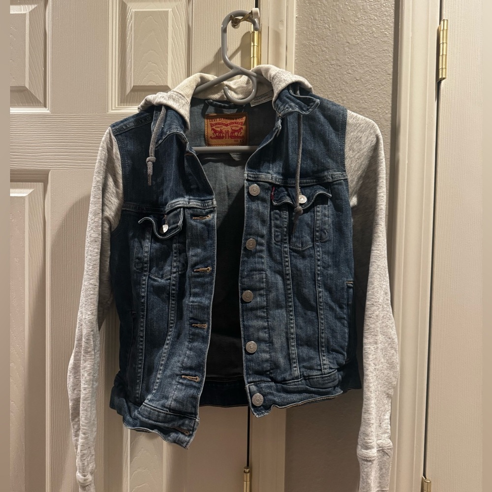Levi's Blue Denim Jacket with grey Hoodie